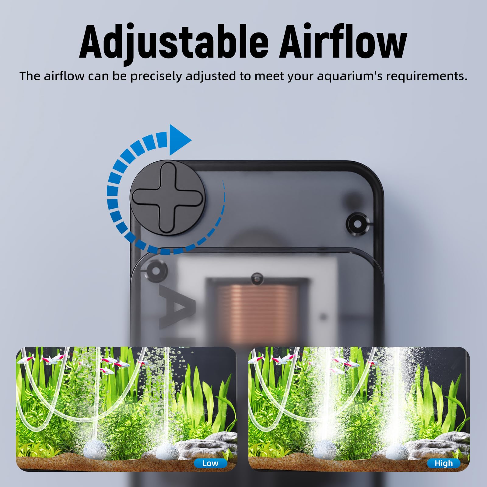 AQUASMITH Whisper Ultra-Silent Air Pump operating quietly for bedrooms