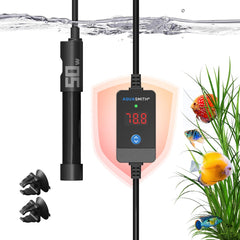 AQUASMITH aquarium heater compact body saves space in small tanks.
