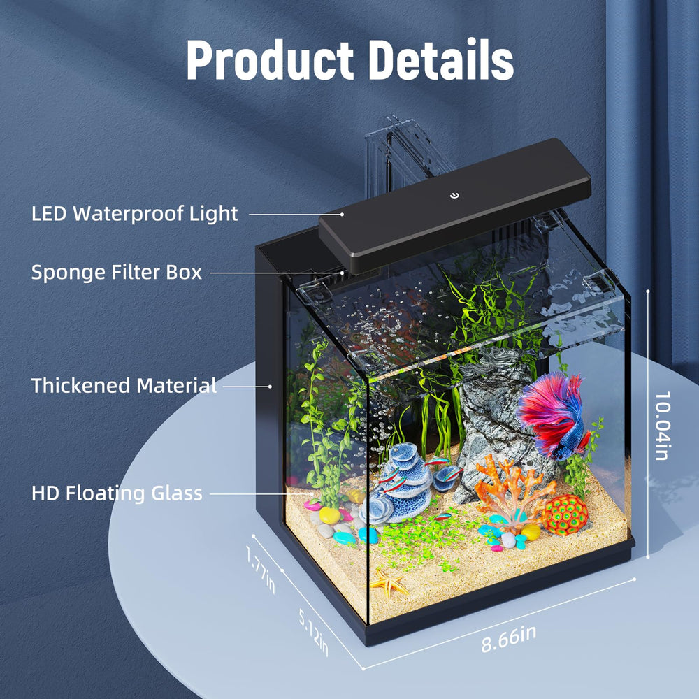 AQUASMITH Betta Tank complete-kit image showing everything included for instant setup.