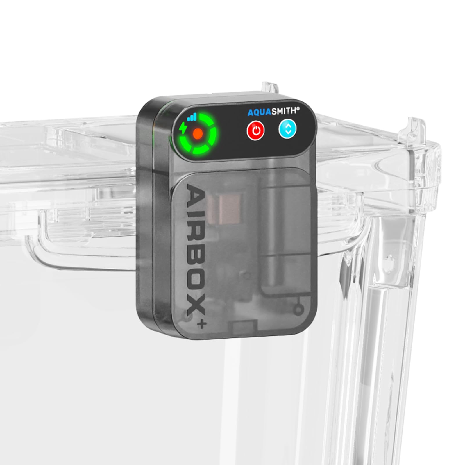 AQUASMITH Live Bait Aerator battery focus shows long-lasting power for all-day fishing.