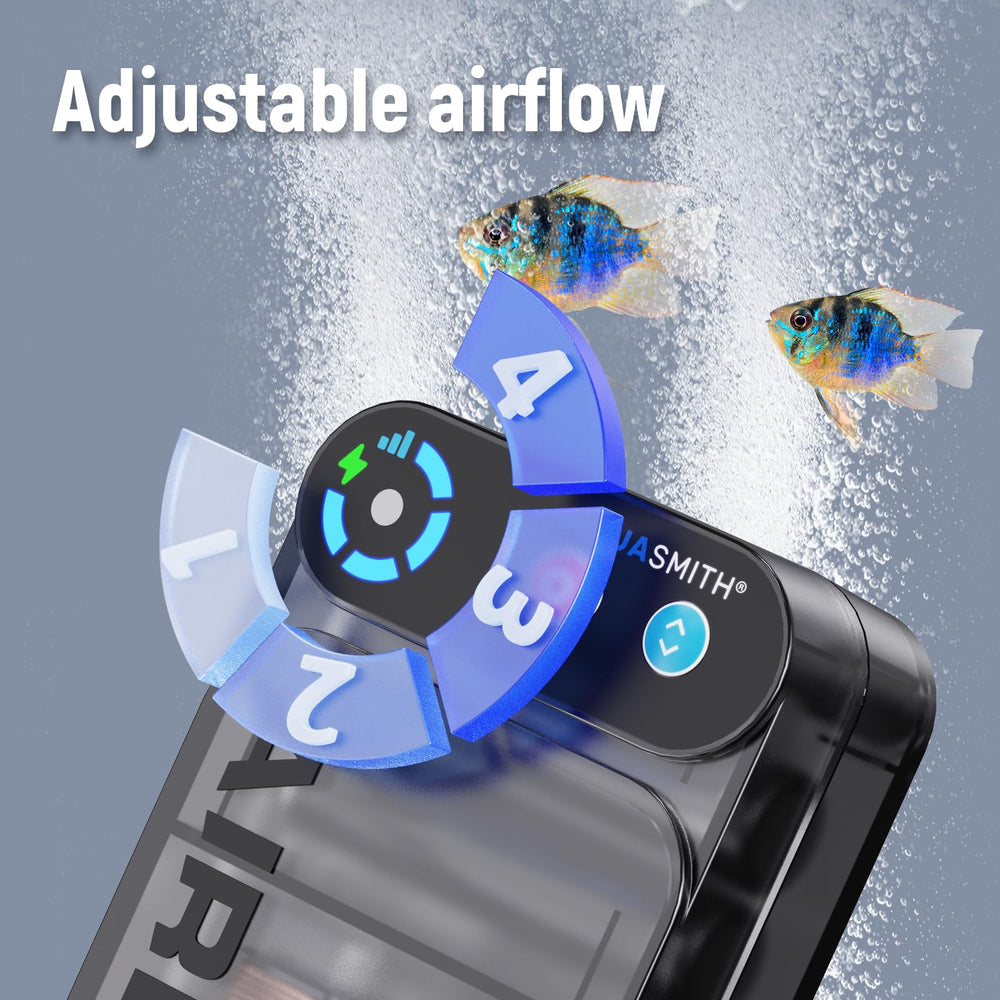 AQUASMITH Live Bait Aerator design highlights silent operation near aquariums.