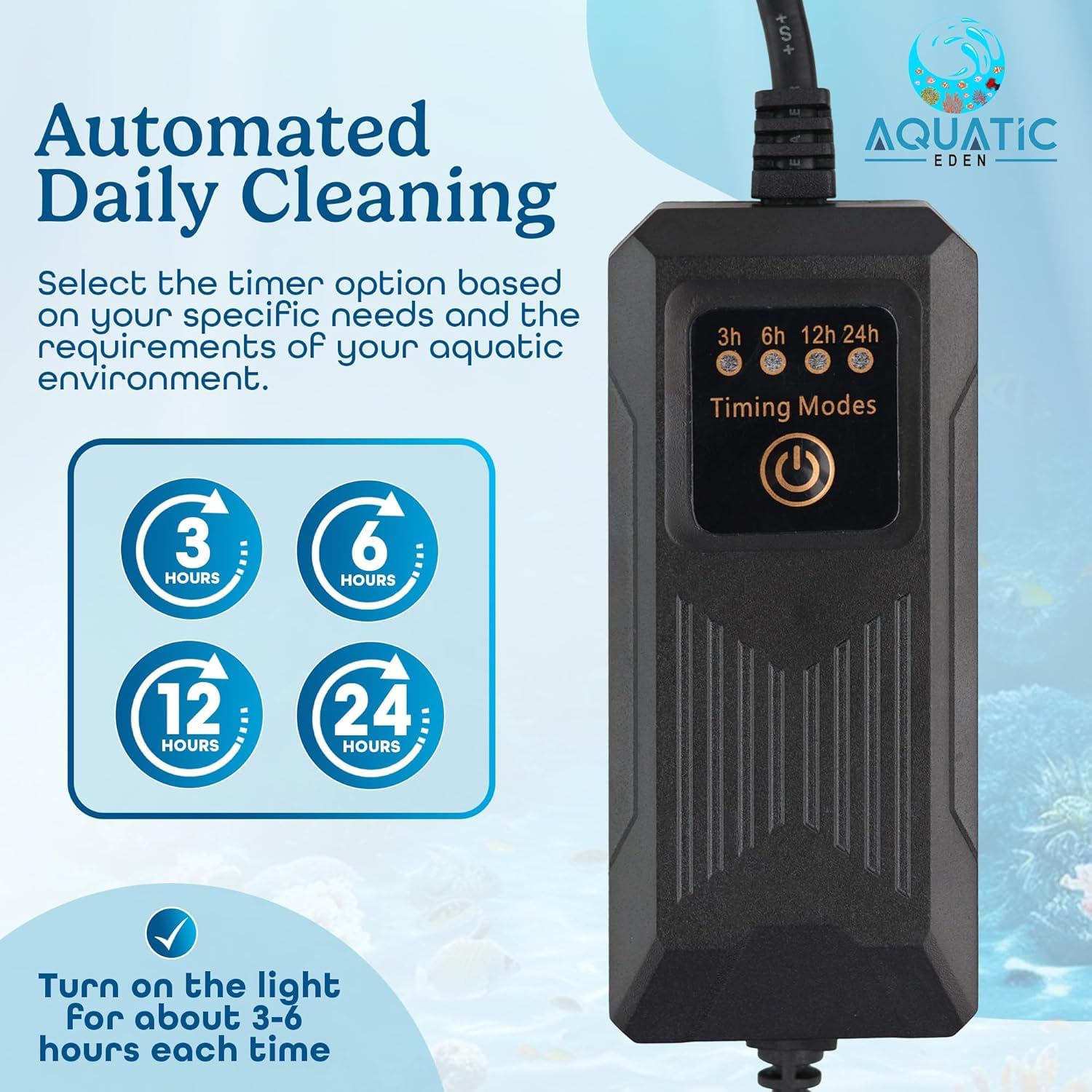 Aquatic Eden 5W UV light in external filter chamber delivers efficient water treatment.
