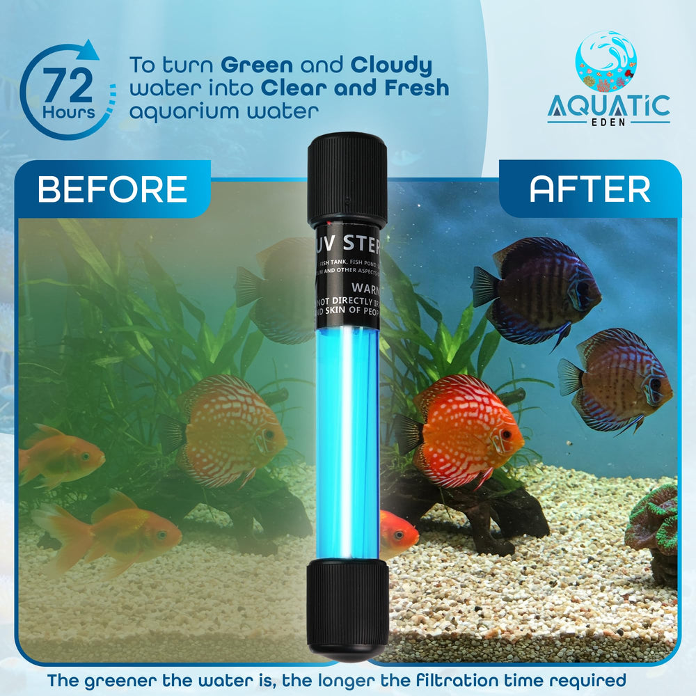 Aquatic Eden 5W UV light in sump promotes clear water without disturbing fish.