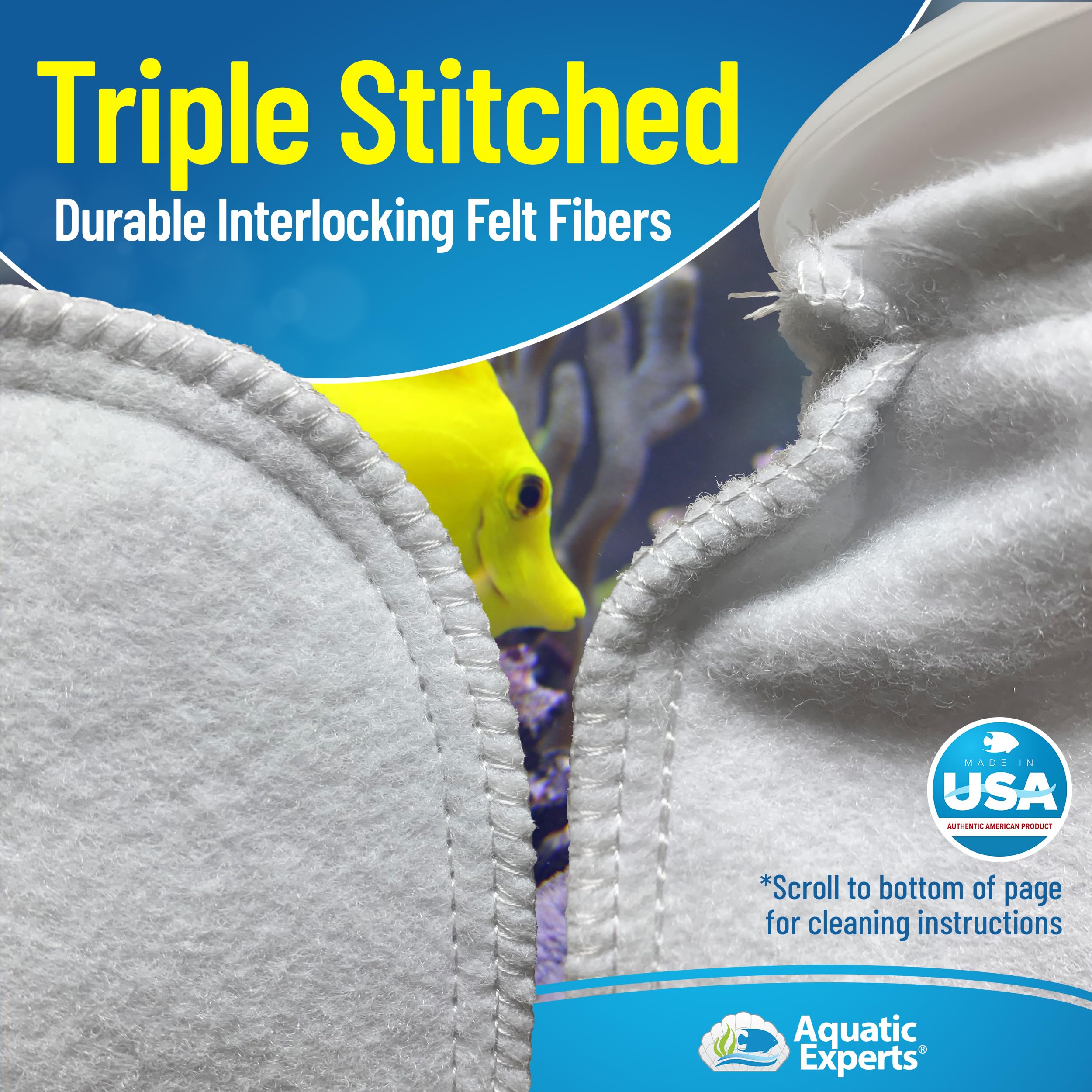 Aquatic Experts 200 micron socks help manage detritus and nutrient buildup.