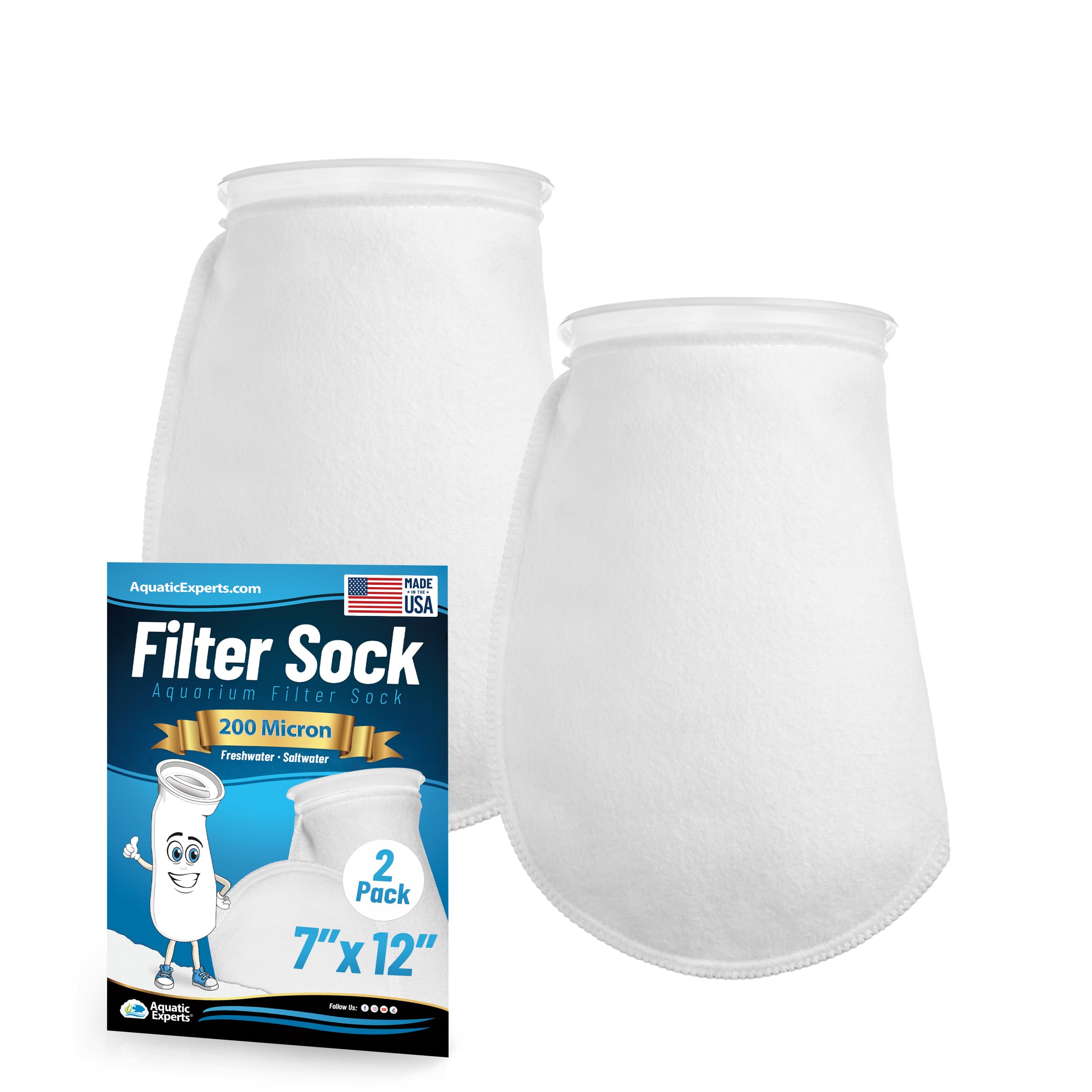 Aquatic Experts 7in ring filter sock close up with dense micro-denier fibers trapping solids.