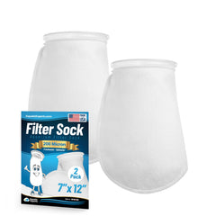 Aquatic Experts 7in ring filter sock close up with dense micro-denier fibers trapping solids.