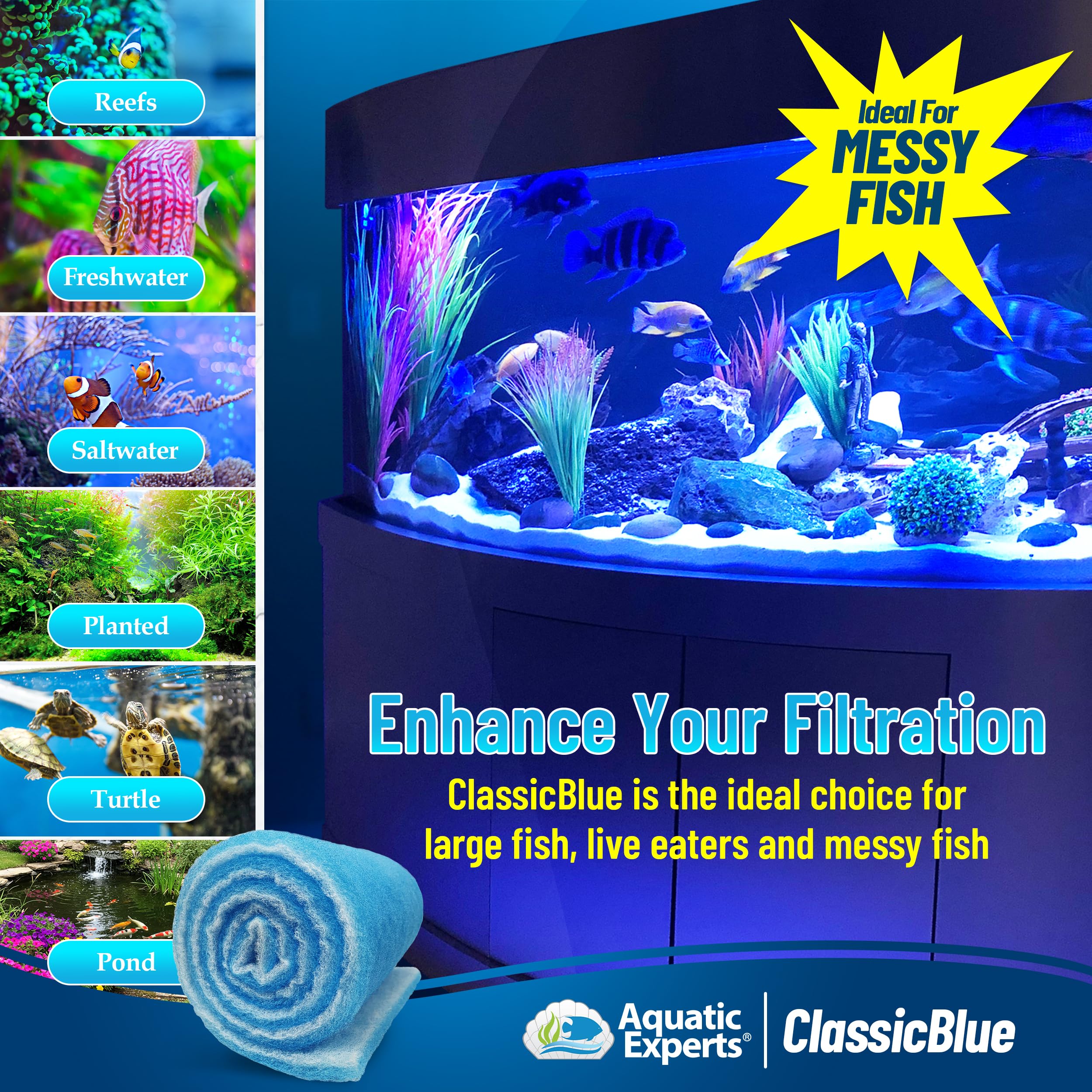 Aquatic Experts aquarium filter media roll enables bulk use and cost savings