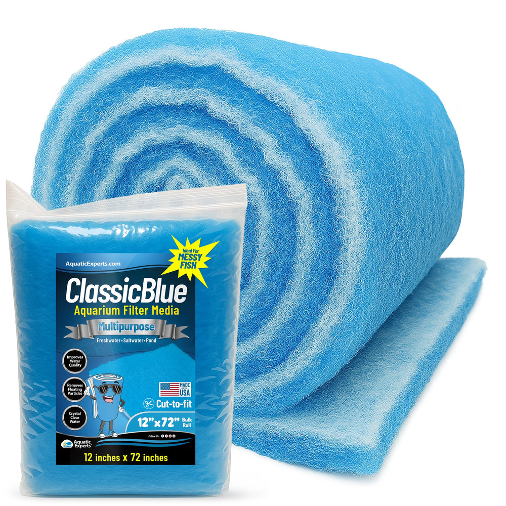 Aquatic Experts Classic Bonded Filter Pad in blue and white traps debris for clear water.