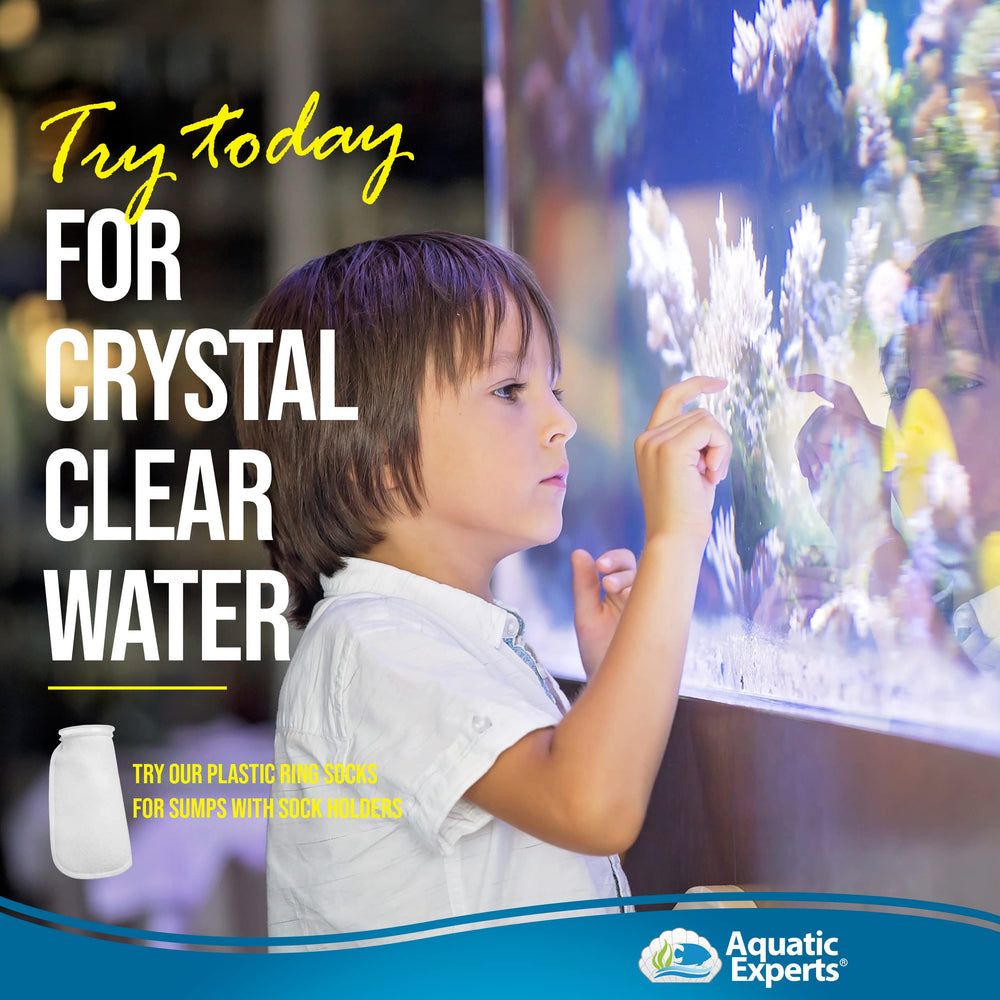 Aquatic Experts custom-made sock shown in aquarium sump with precise fit and reliability.