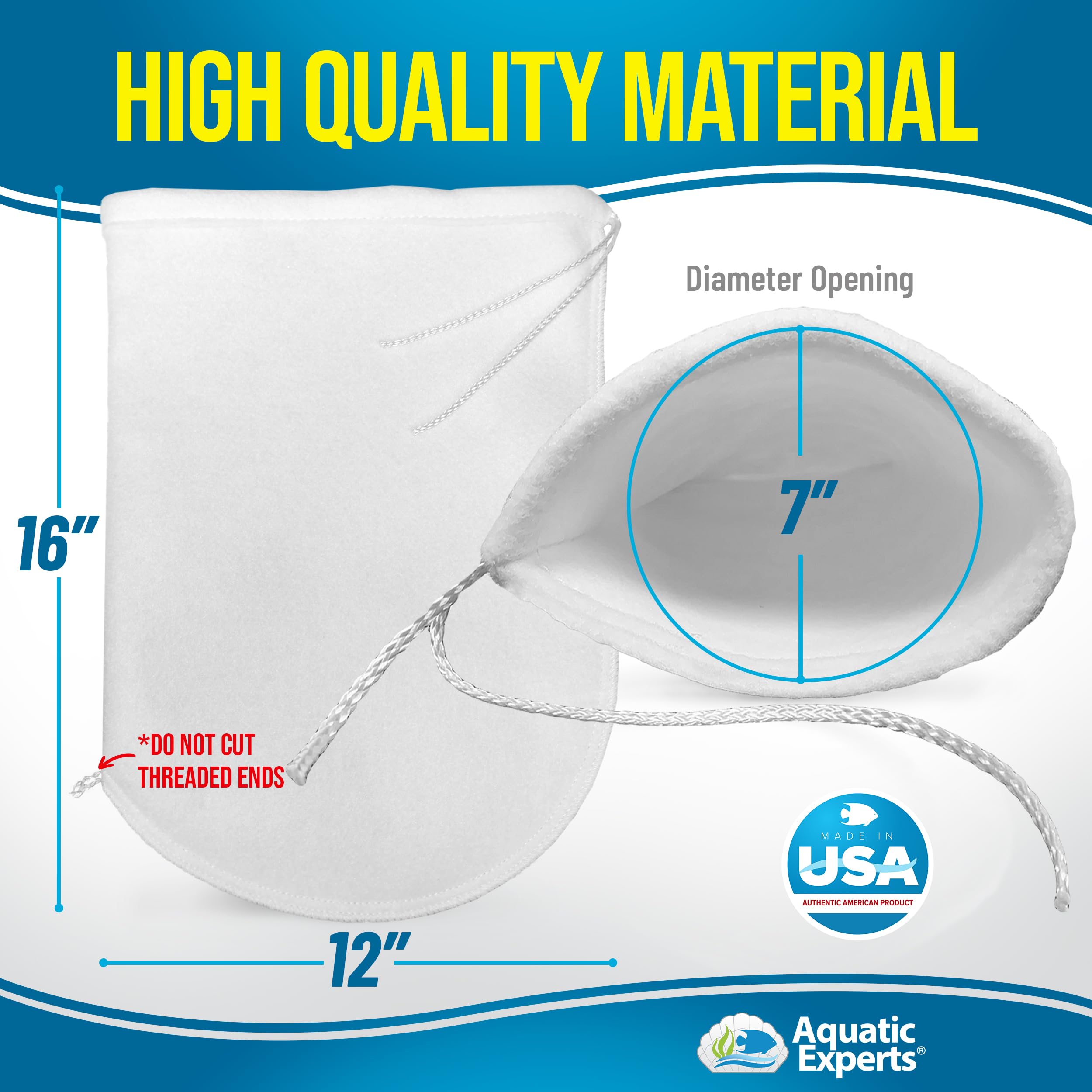 Aquatic Experts drawstring filter sock bulk-pack shown for easy maintenance.
