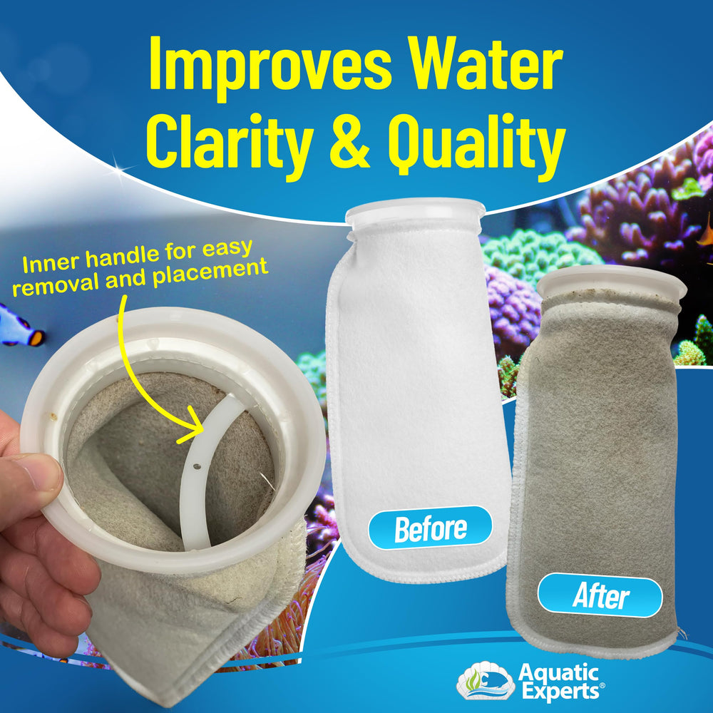 Aquatic Experts felt filter socks are durable and reusable with proper cleaning.