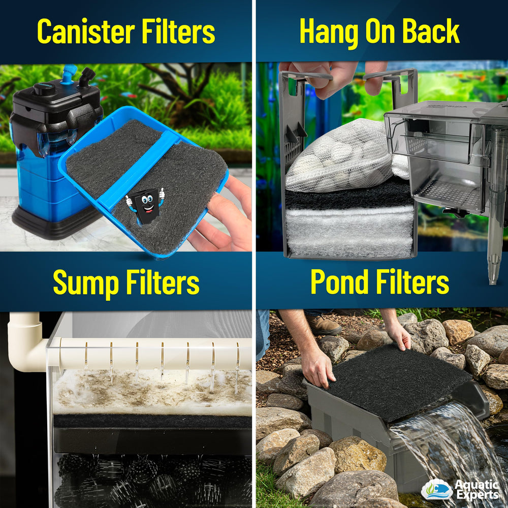 Aquatic Experts carbon pad cut-to-fit example with easy rinse after installation