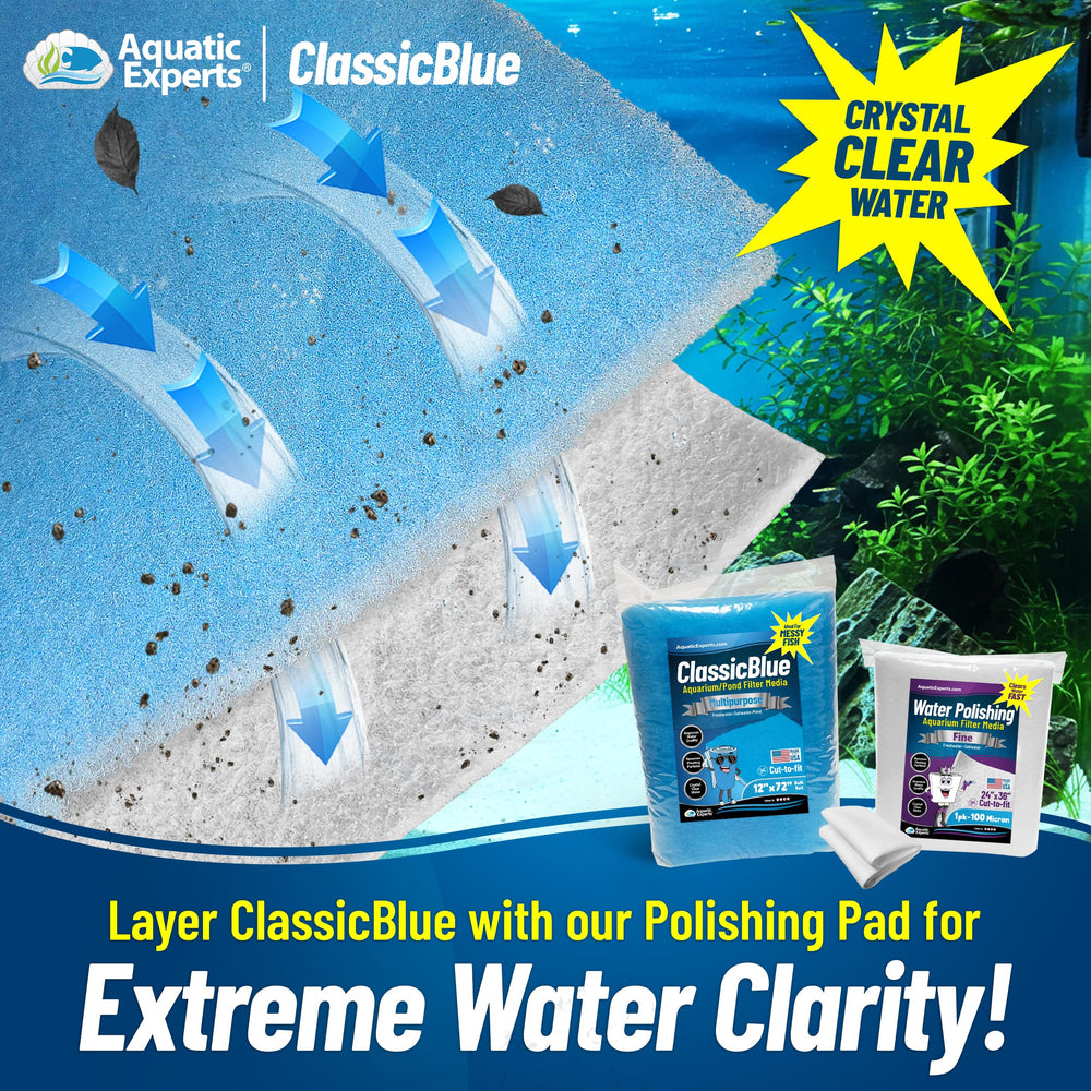 Aquatic Experts filter pad in wet/dry filter cut-in supports steady water flow