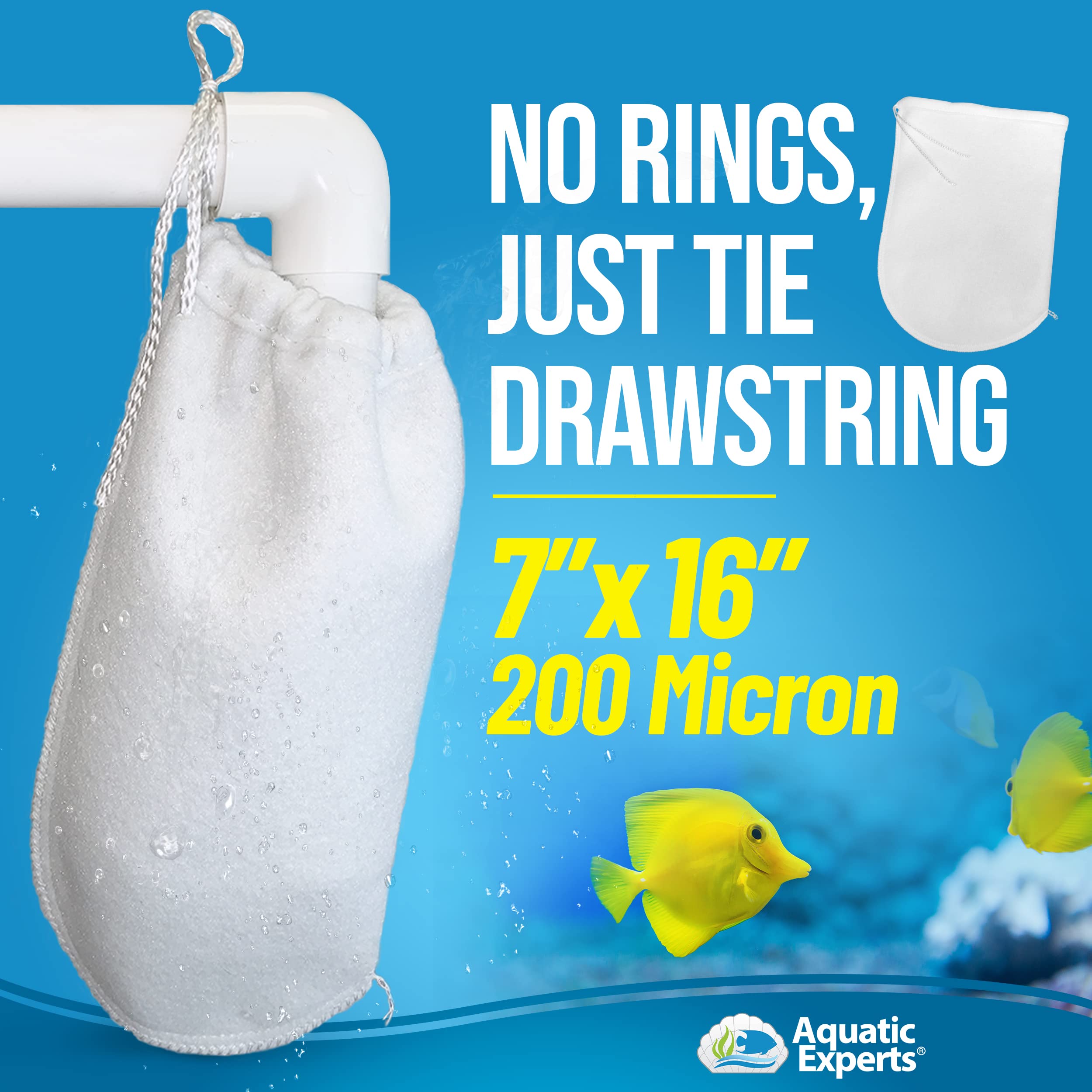 Aquatic Experts filter sock in sump setup demonstrates clog-preventing performance and clear water.