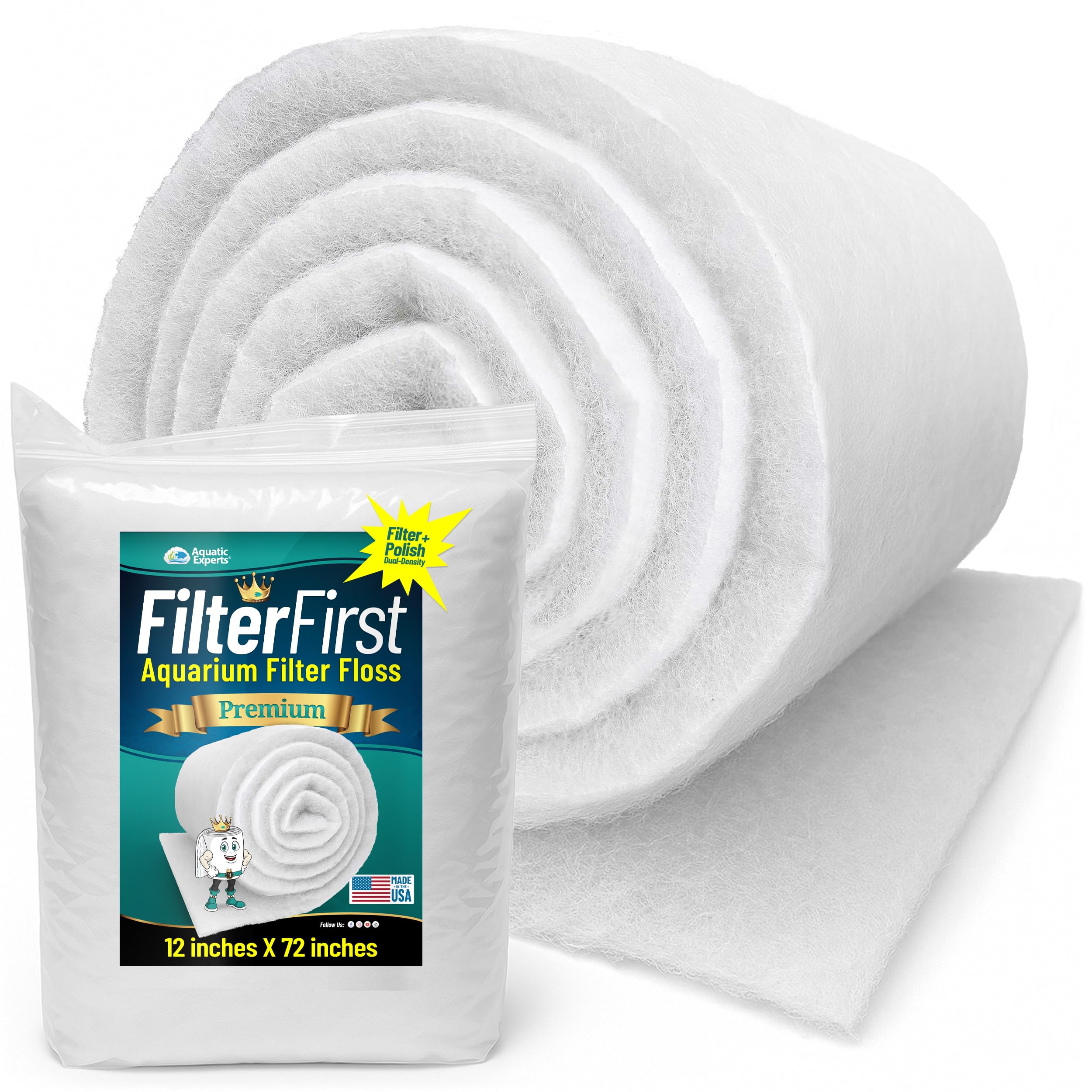 Aquatic Experts FilterFirst Pad dual-density close-up reveals two-layer filtration for clearer water.