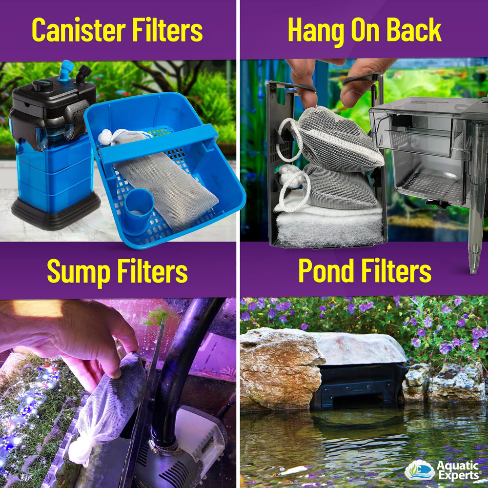 Aquatic Experts fine mesh bag in use for contained filtration