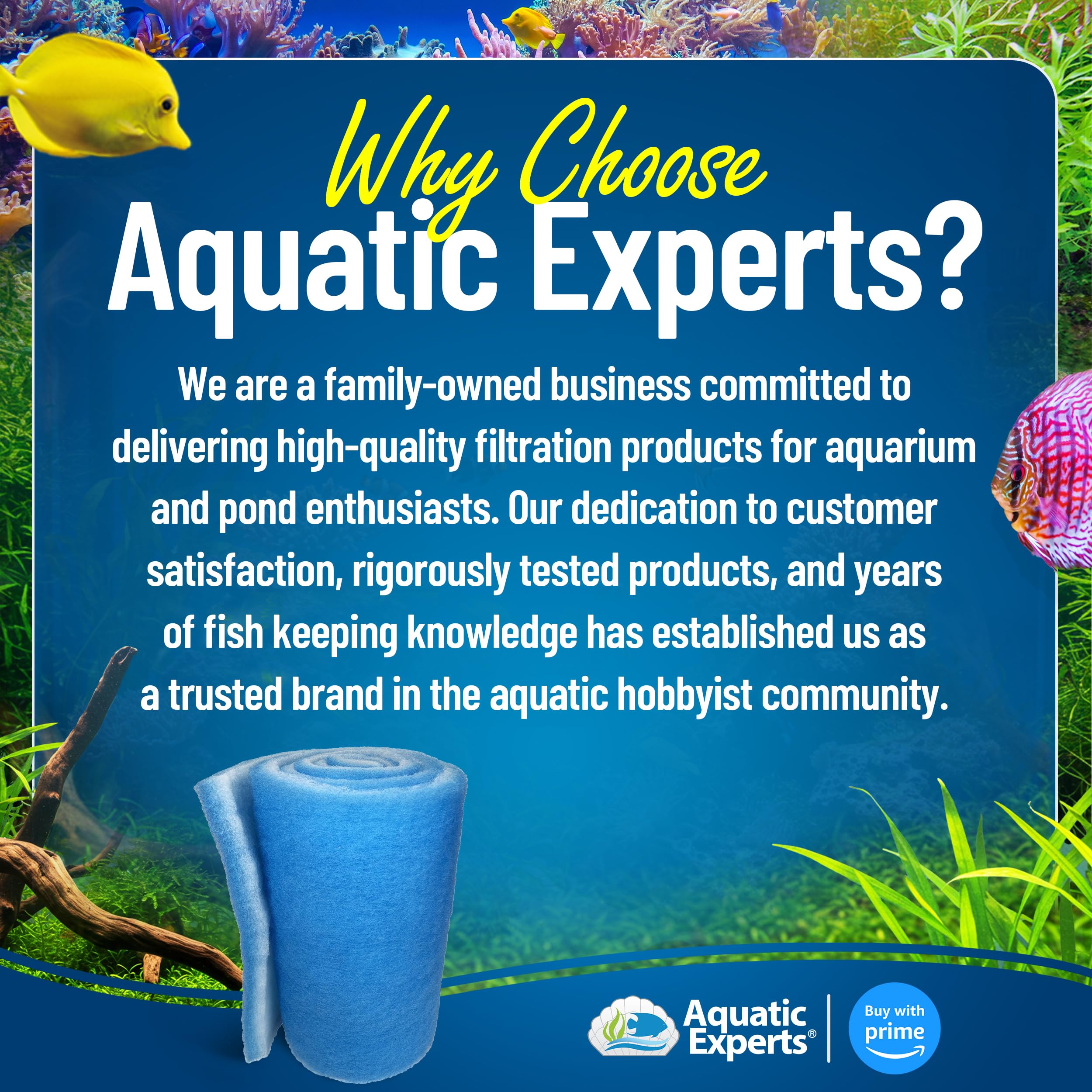 Aquatic Experts made-in-USA badge highlights domestic production and quality
