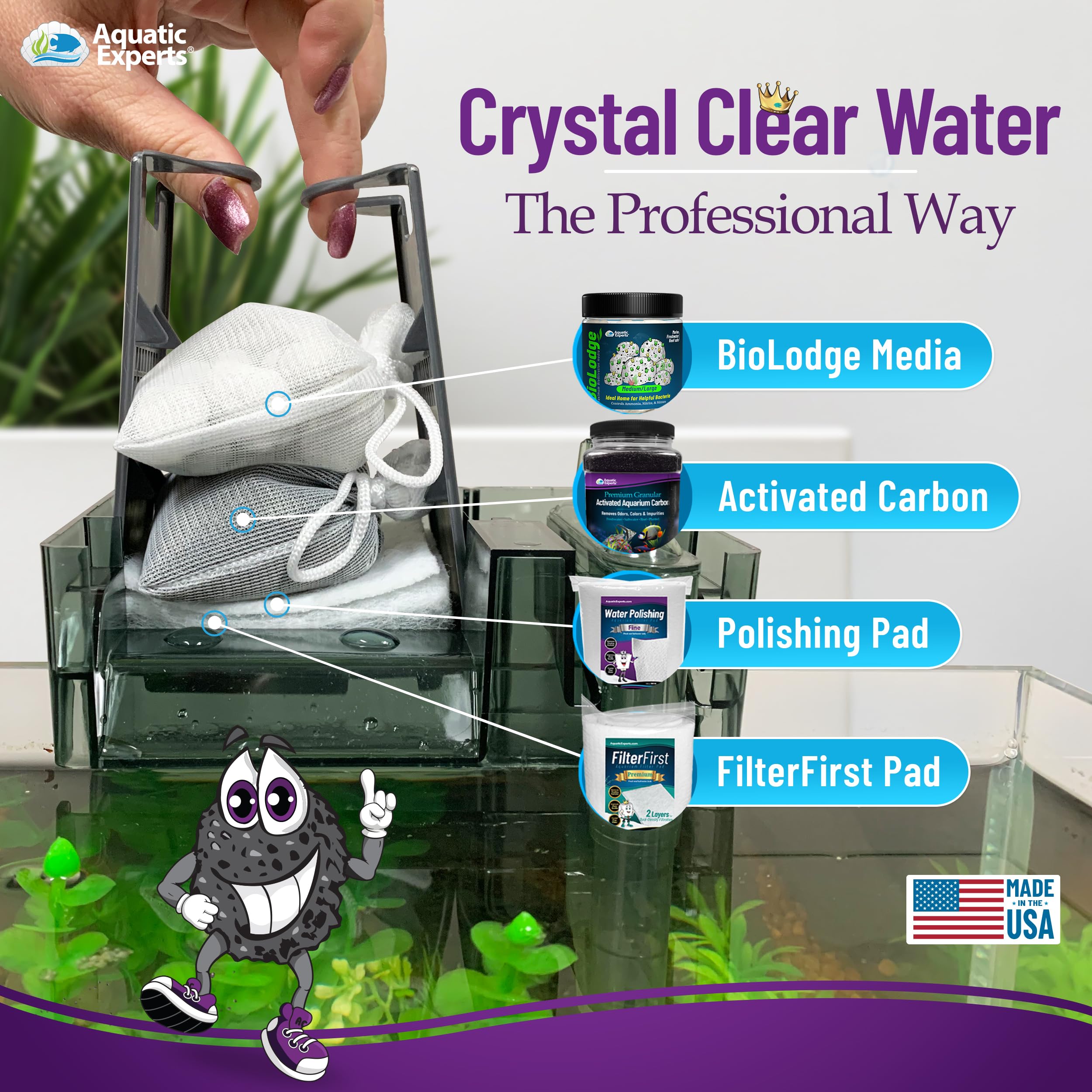 Aquatic Experts media bag supports steady water flow in filter