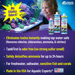 Aquatic Experts TankFirst bottle pour demonstrates easy dosing for 10-gallon increments