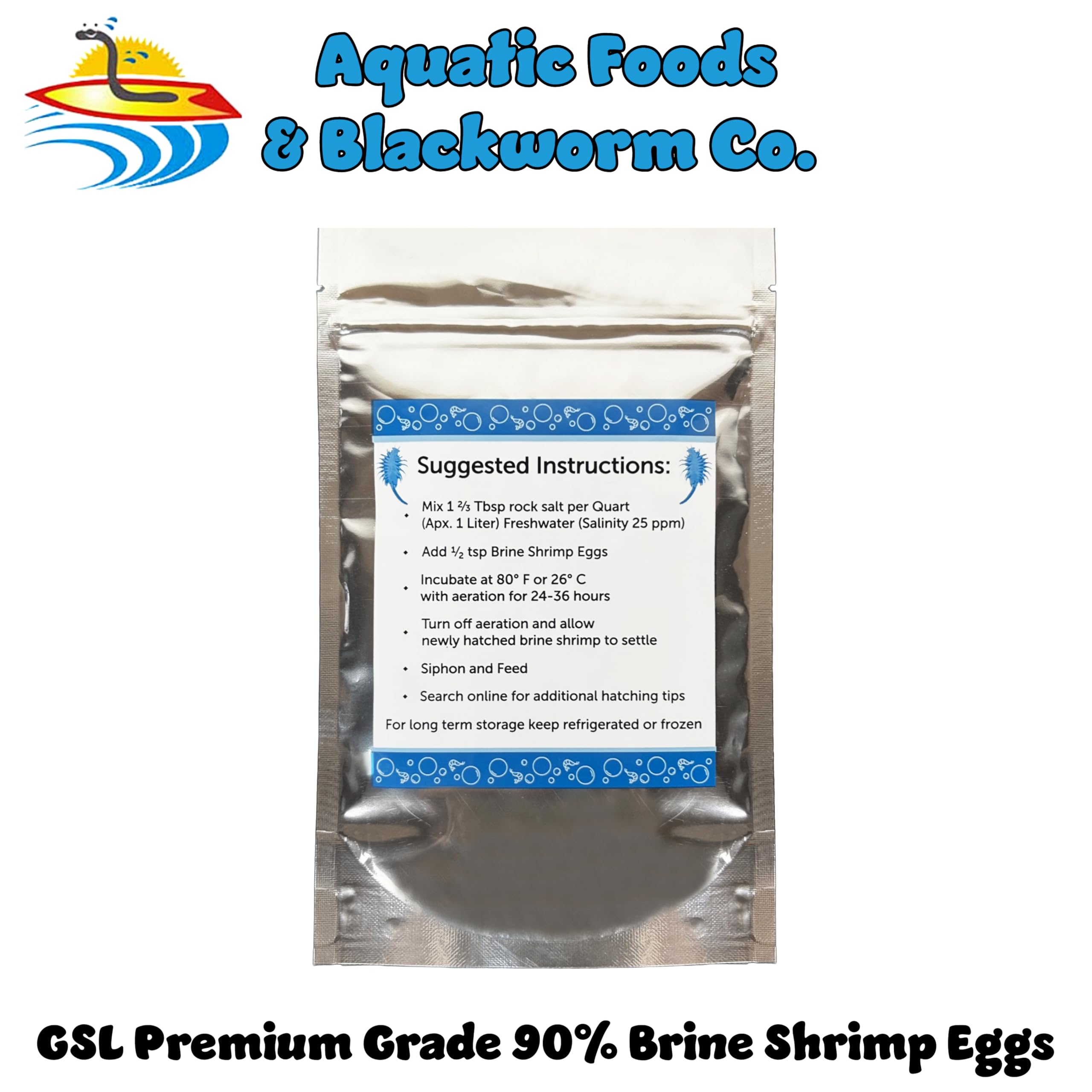 Aquatic Foods Inc. brine shrimp eggs 90-percent hatch-rate demonstrates strong hatch performance.
