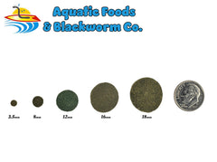 Aquatic Foods Inc wafers in bowl ready for feeding sinking diet.