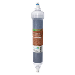 Aquatic Life DI color-changing resin cartridge shown in clear housing for aquarium purification