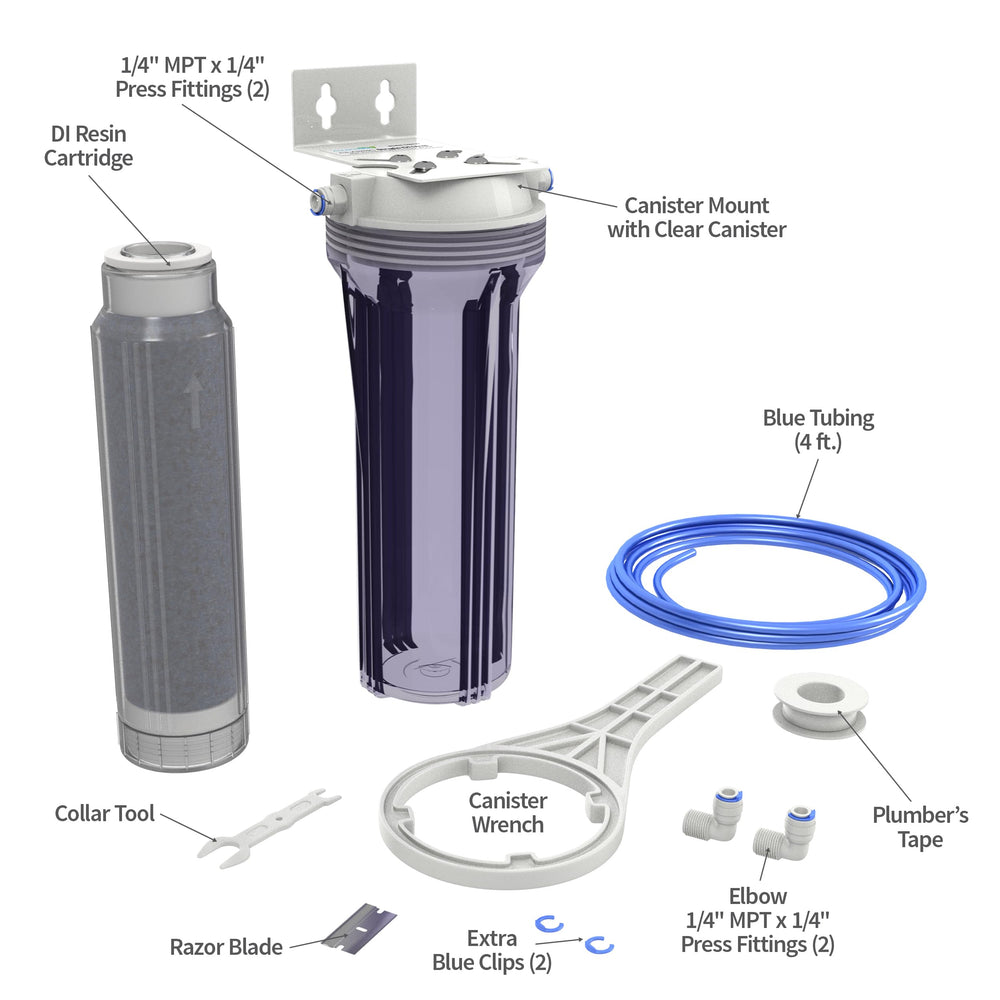 Aquatic Life DI resin installation with tubing and fittings for easy RO hookup