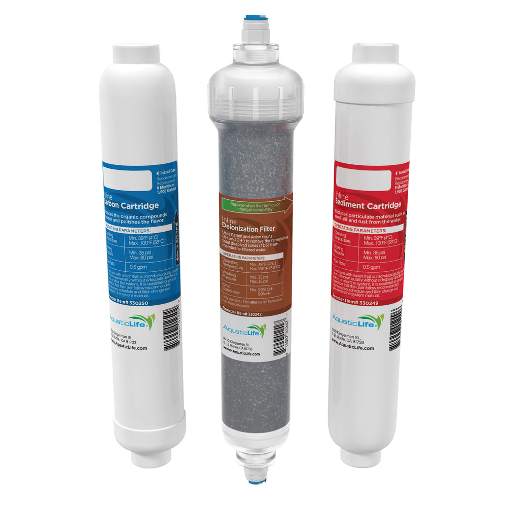 Aquatic Life RO Buddie carbon block filter reduces chlorine for crisper water.
