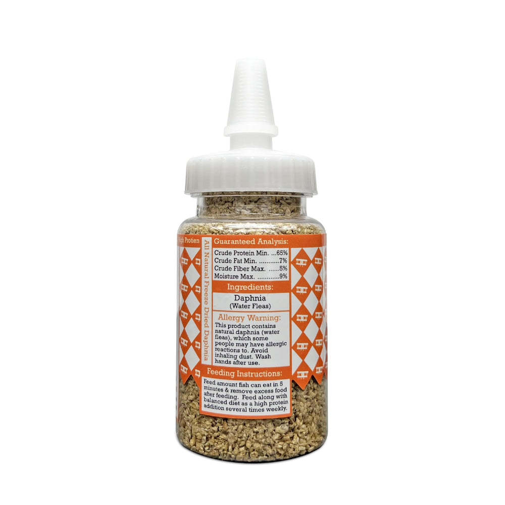 Aquatic Provisions freeze-dried daphnia pouring feed—easy dosing for regular meals
