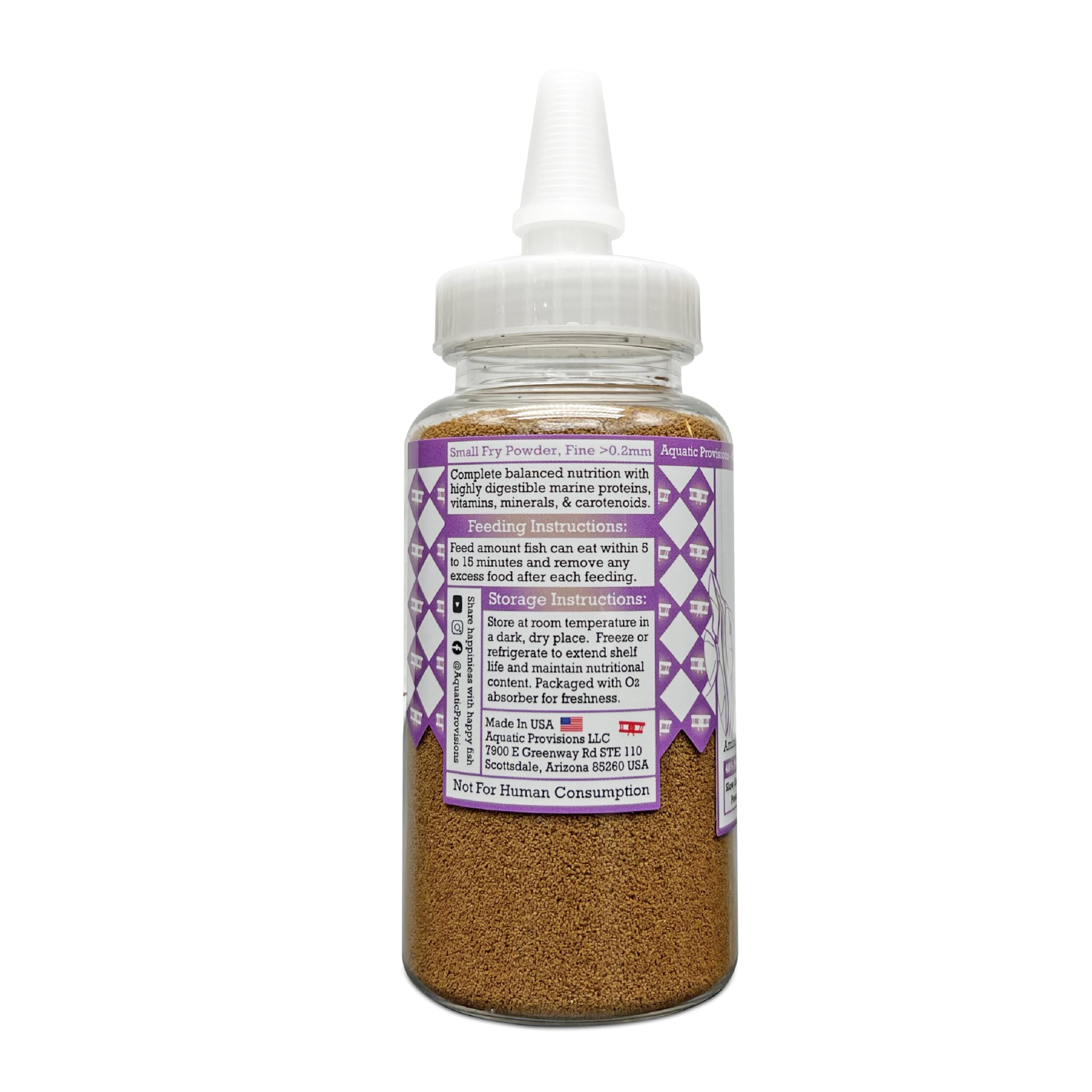 Aquatic Provisions Small Fry Powder in aquarium demonstrates easy nutrition for newborn and juvenile fry.