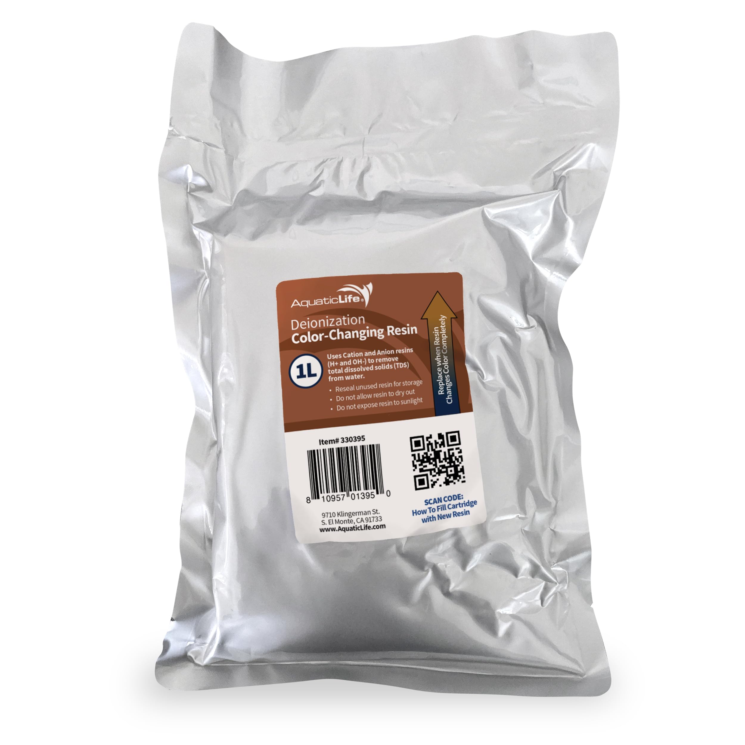 AquaticLife color-changing DI resin refill bag signaling freshness for reliable filtration.