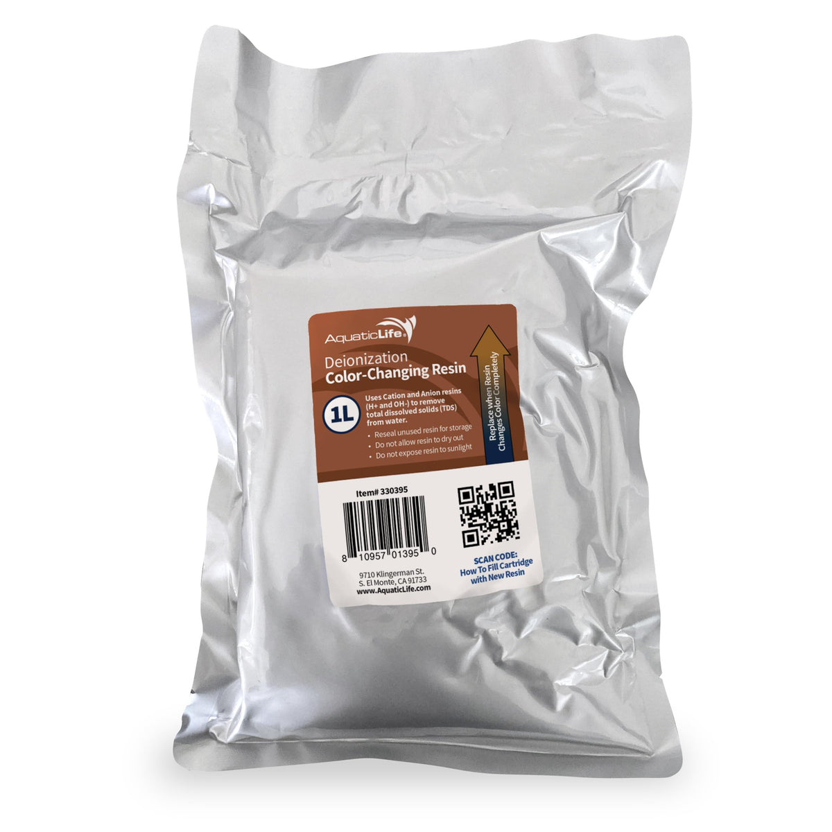 AquaticLife color-changing DI resin refill bag signaling freshness for reliable filtration.