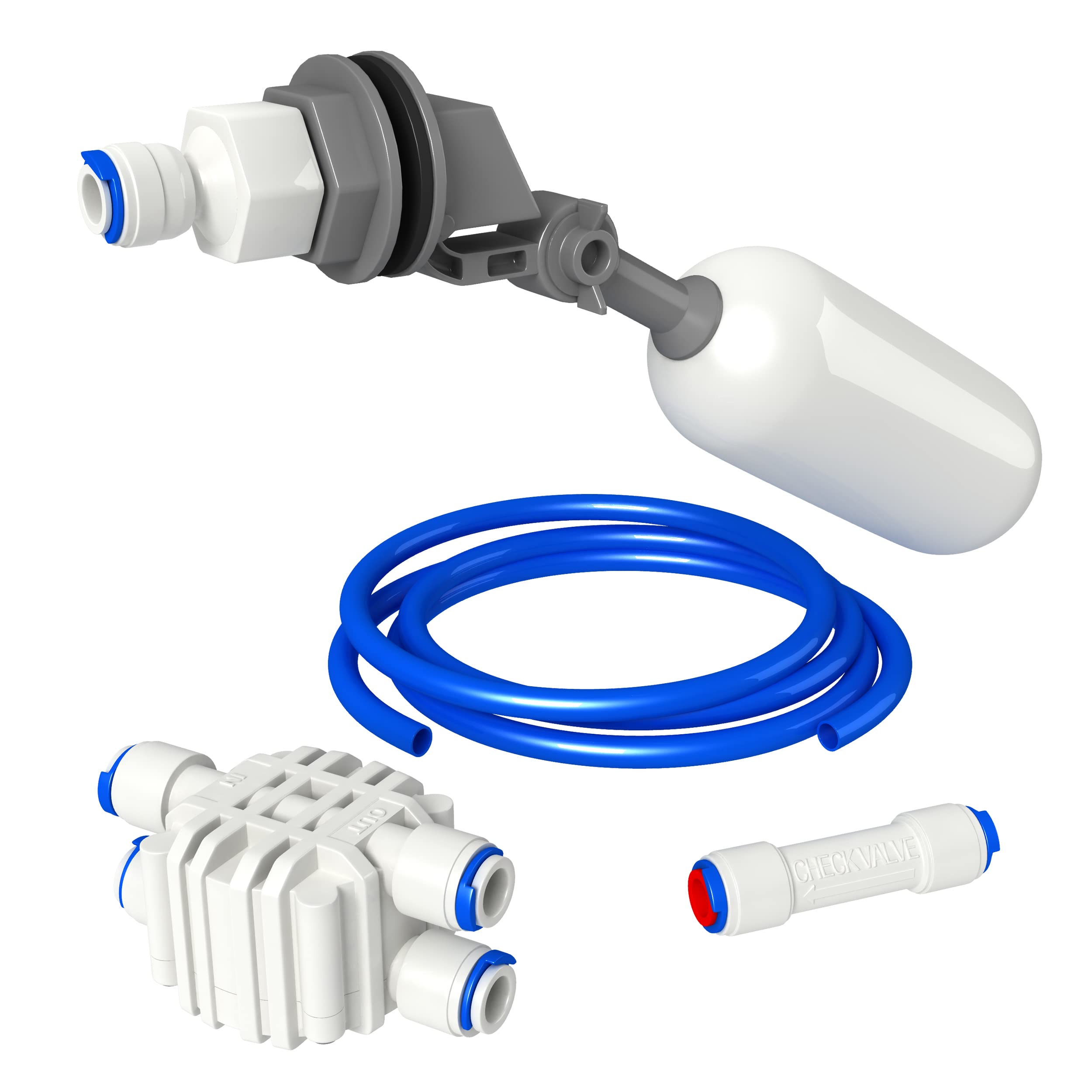 AquaticLife float valve kit auto shut-off demonstrates easy RO/DI integration for hands-free filling.