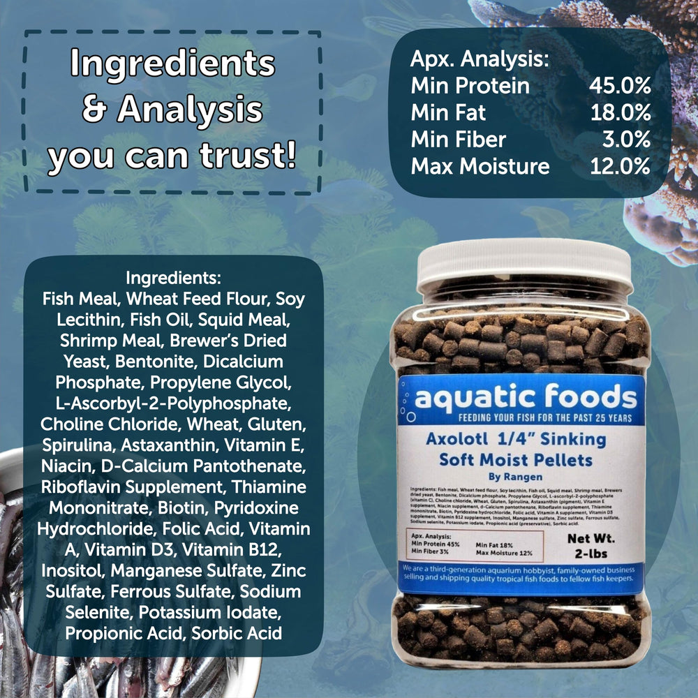 Aquatic Foods Inc bottom-dwelling feeding scene with shrimp, snails, and crabs.