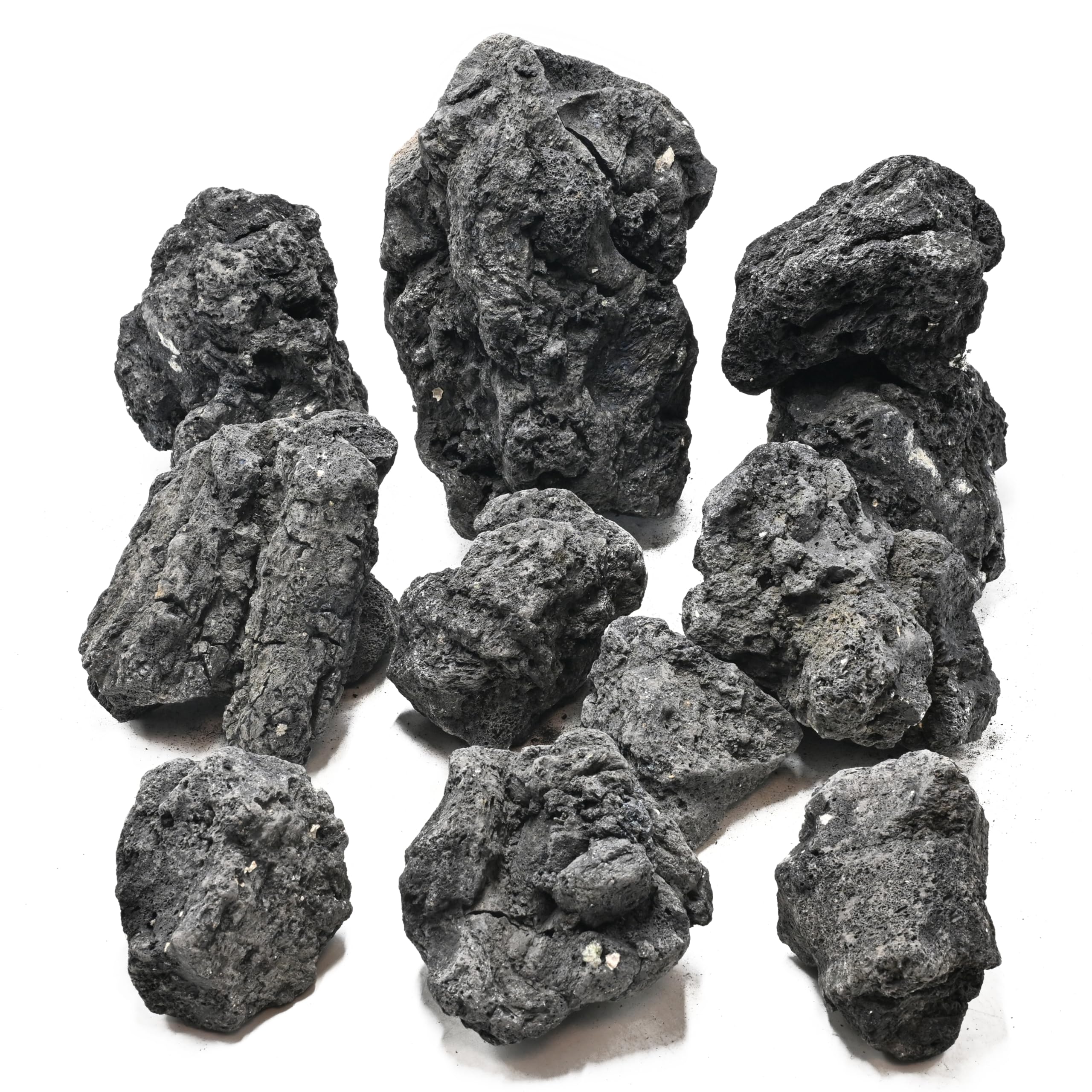 AQUATIS lava rocks durable material closeup shows crack-resistant, long-lasting stones.