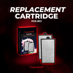 Aquatop Pisces replacement carbon cartridge inside filter highlights easy maintenance and consistent flow.