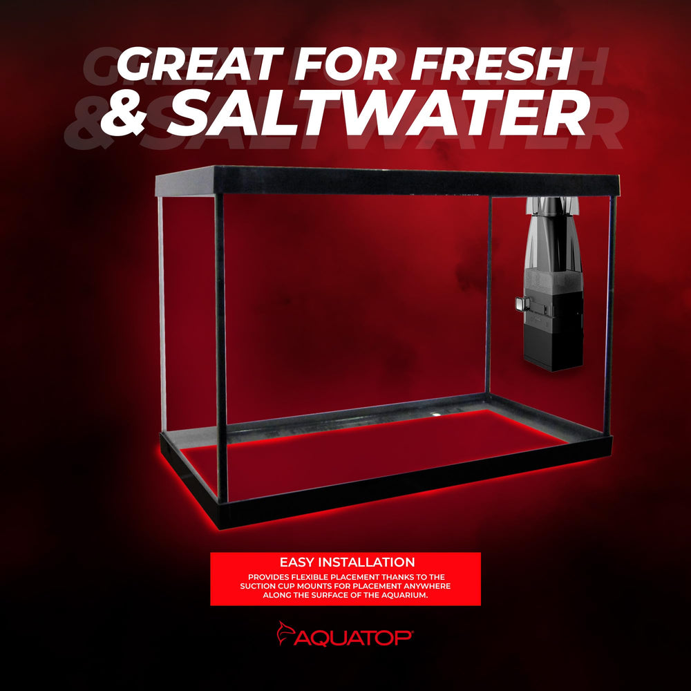 Aquatop surface skimmer 100-gallon compatibility confirms suitability for tanks up to 100 gallons.