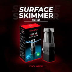 Aquatop surface skimmer installation setup illustrating quick mounting for easy setup.