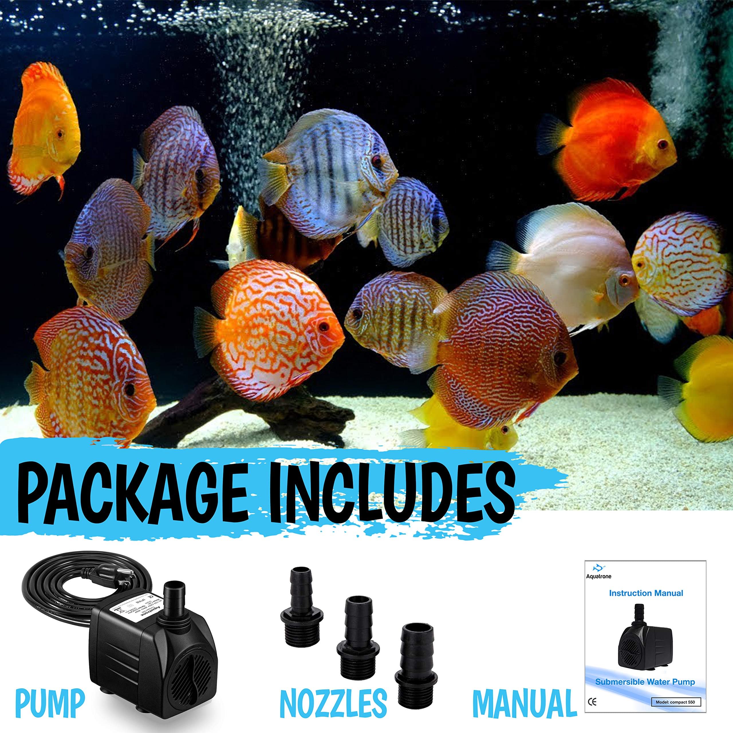 Aquatrone 550GPH pump suitable for ponds, aquariums, hydroponics and statuary.