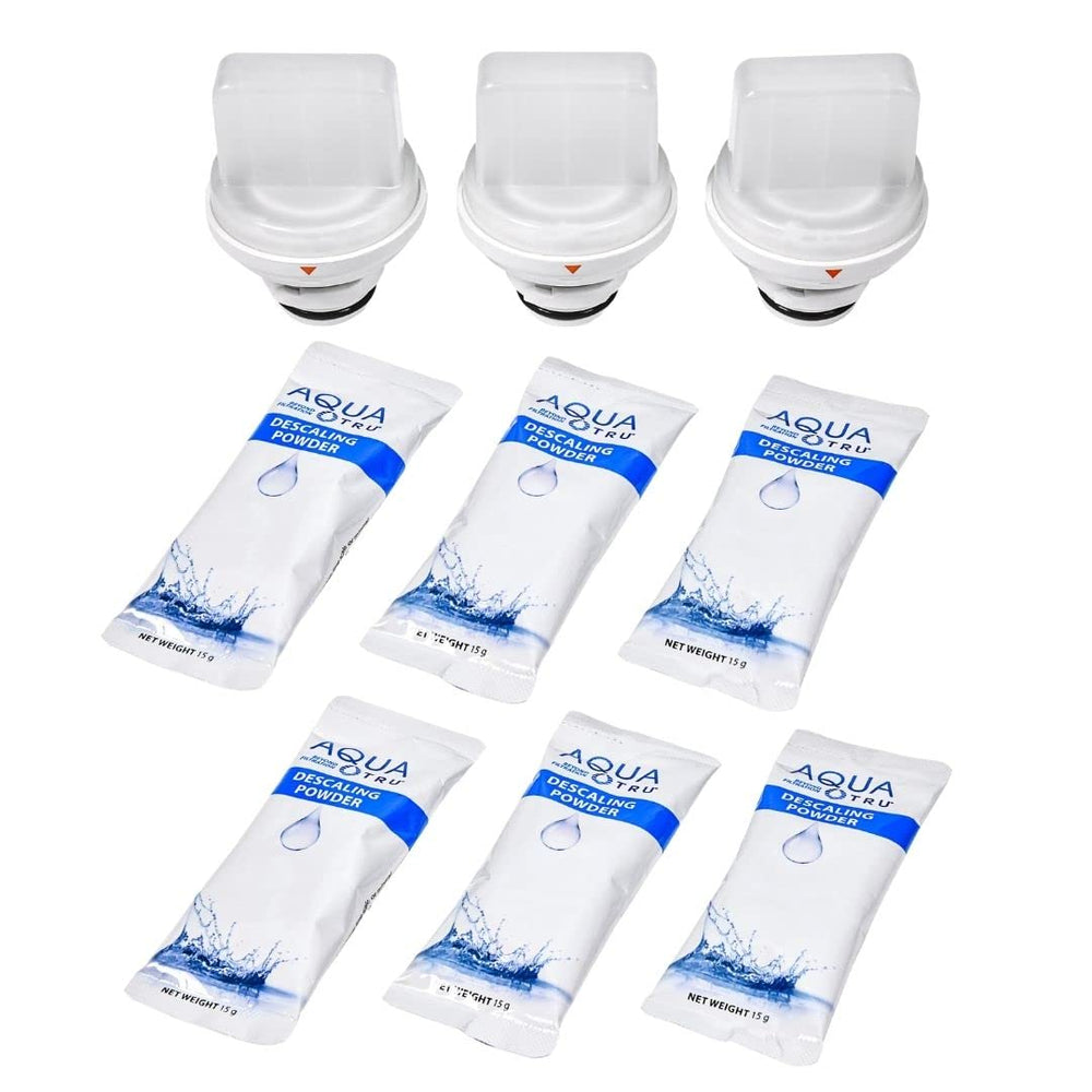 AQUA TRU Descaling Kit box with components for Classic and Connect models to prevent mineral buildup