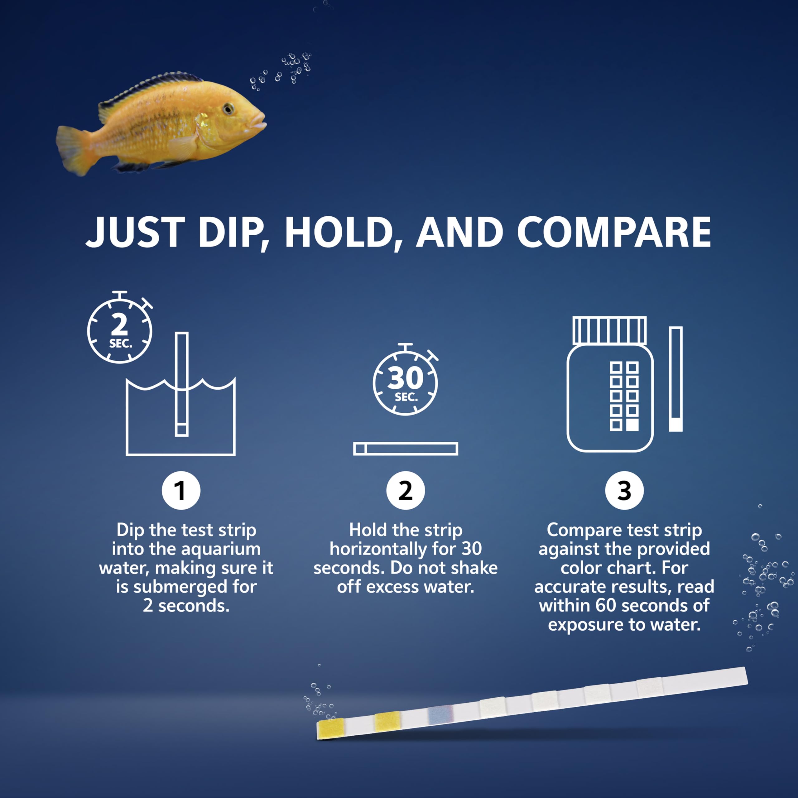 Aqueon 7-in-1 test strip detects nitrate and nitrite levels for balance.