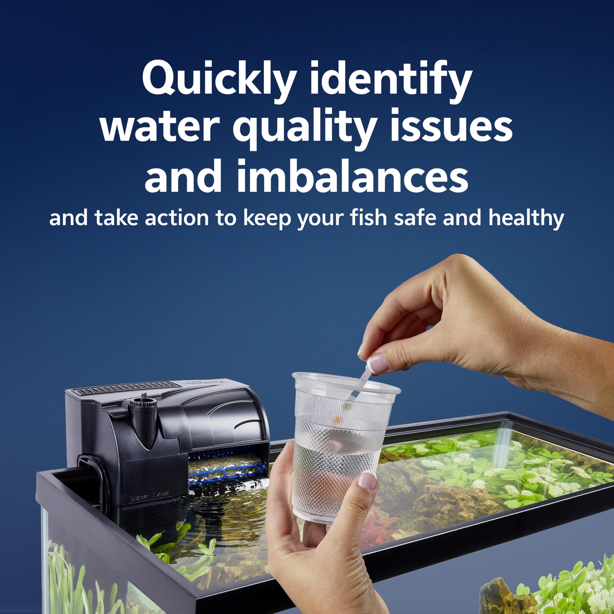 Aqueon 7-in-1 test strip delivers results in about 30 seconds.