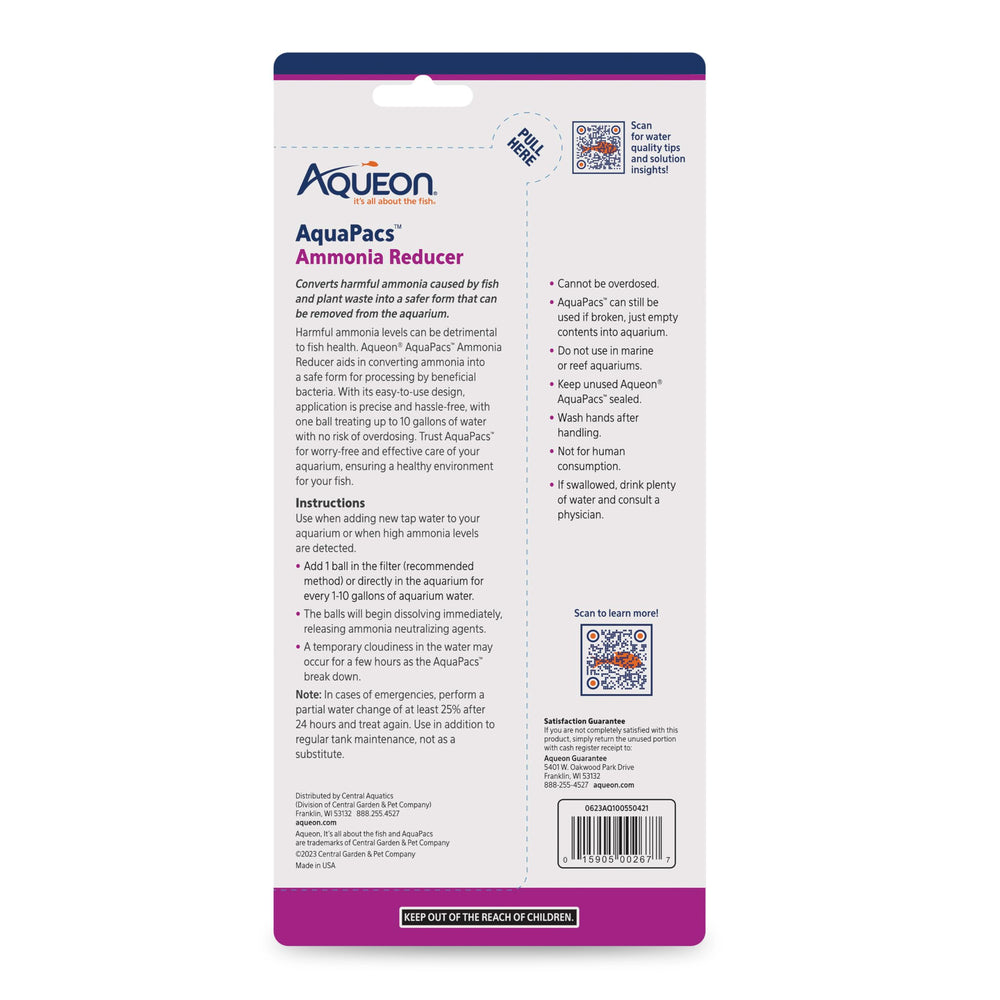 Aqueon AquaPacs package on shelf signals convenient aquarium care.