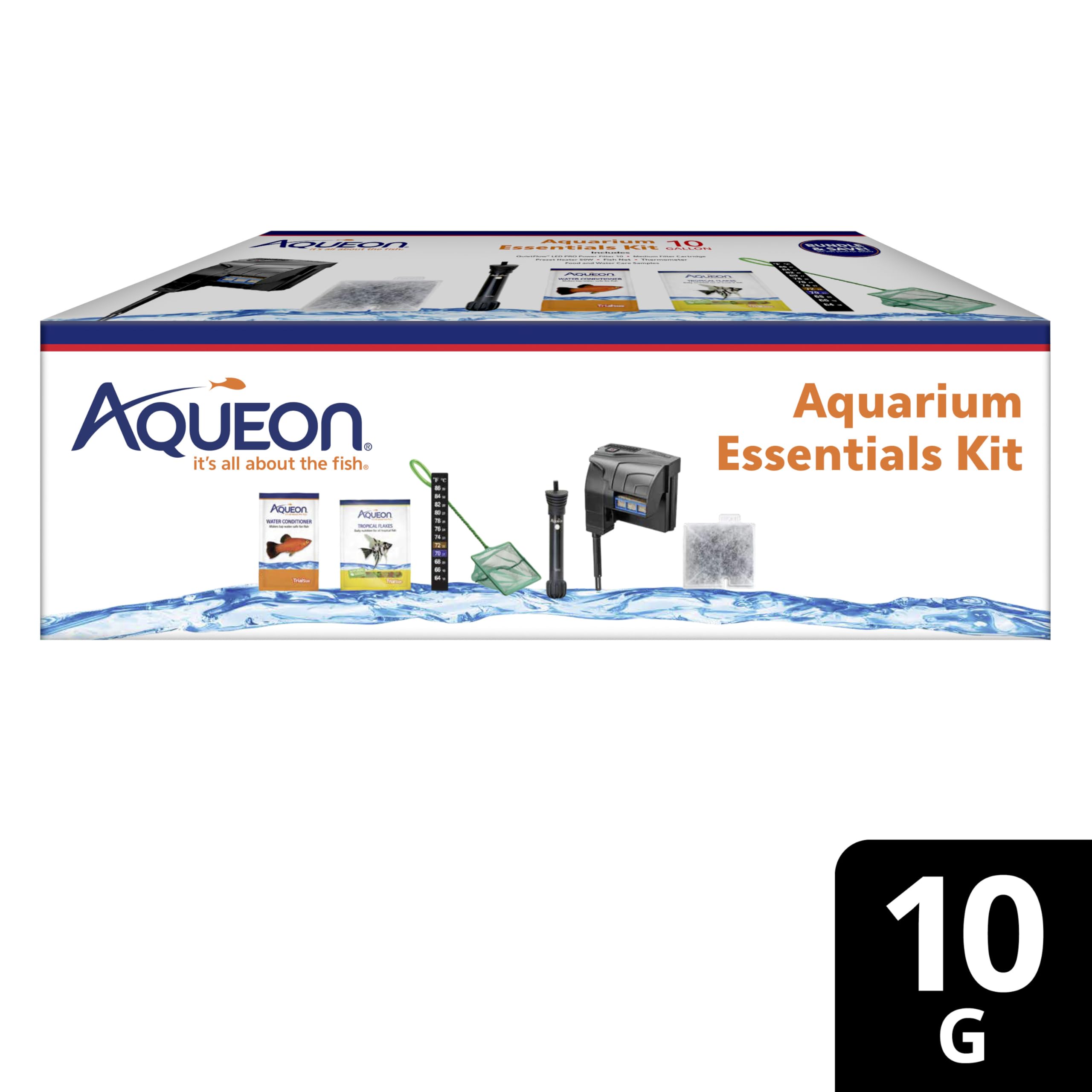 Aqueon Aquarium Essentials starter kit filter assembly closeup shows build quality.