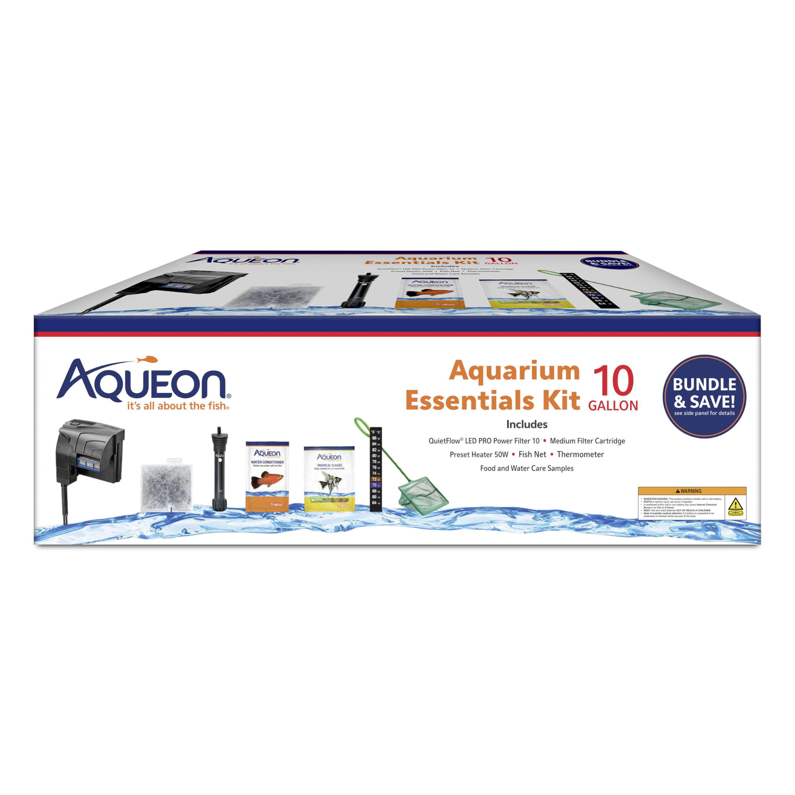 Aqueon Aquarium Essentials starter kit QuietFlow filter crystal-clear water for healthy fish.