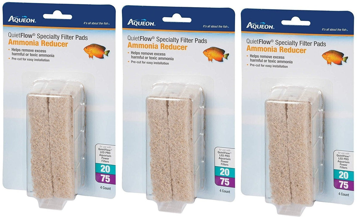 Aqueon cartridge ammonia minipad for Quiet Flow 20/75 filters reduces ammonia for healthier aquariums