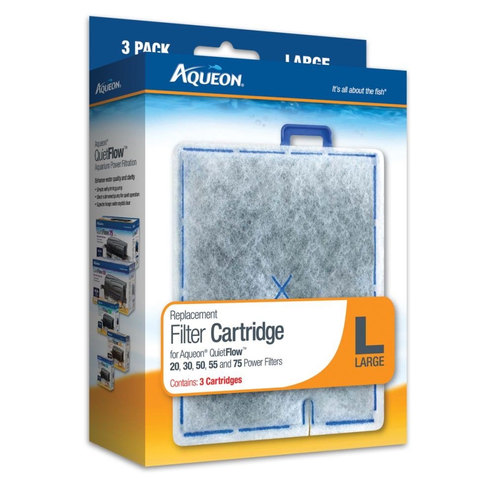 Aqueon filter cartridge large 3-pack ready for replacement in your aquarium filter.