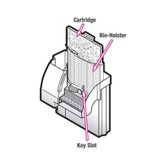 Aqueon cartridge with FRONT orientation tab for easy installation