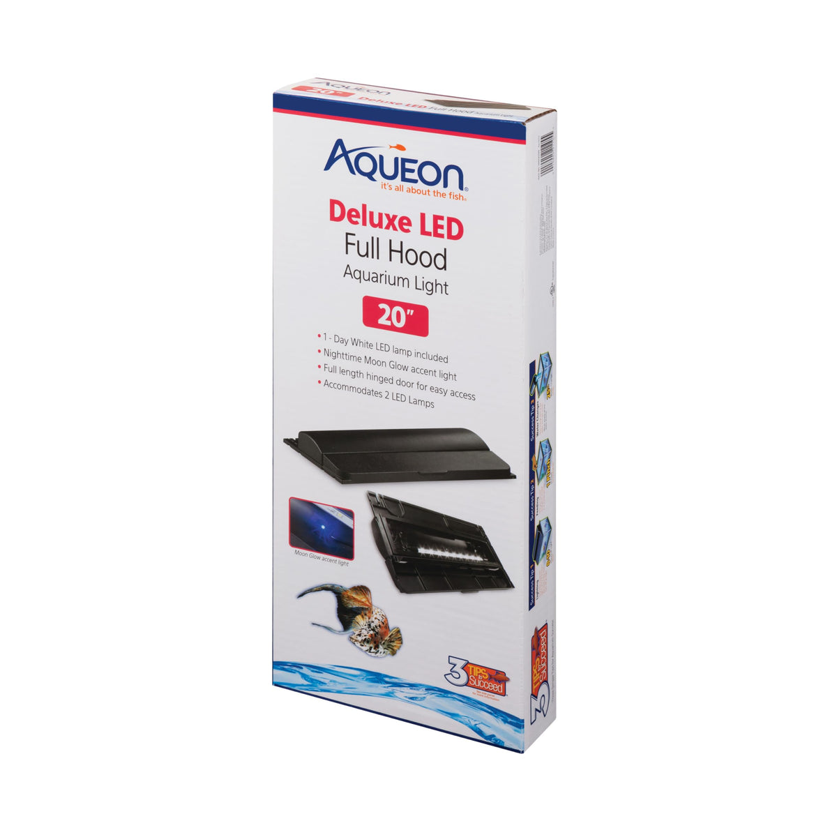 Aqueon LED Deluxe hood front view reducing evaporation while showcasing clean lines