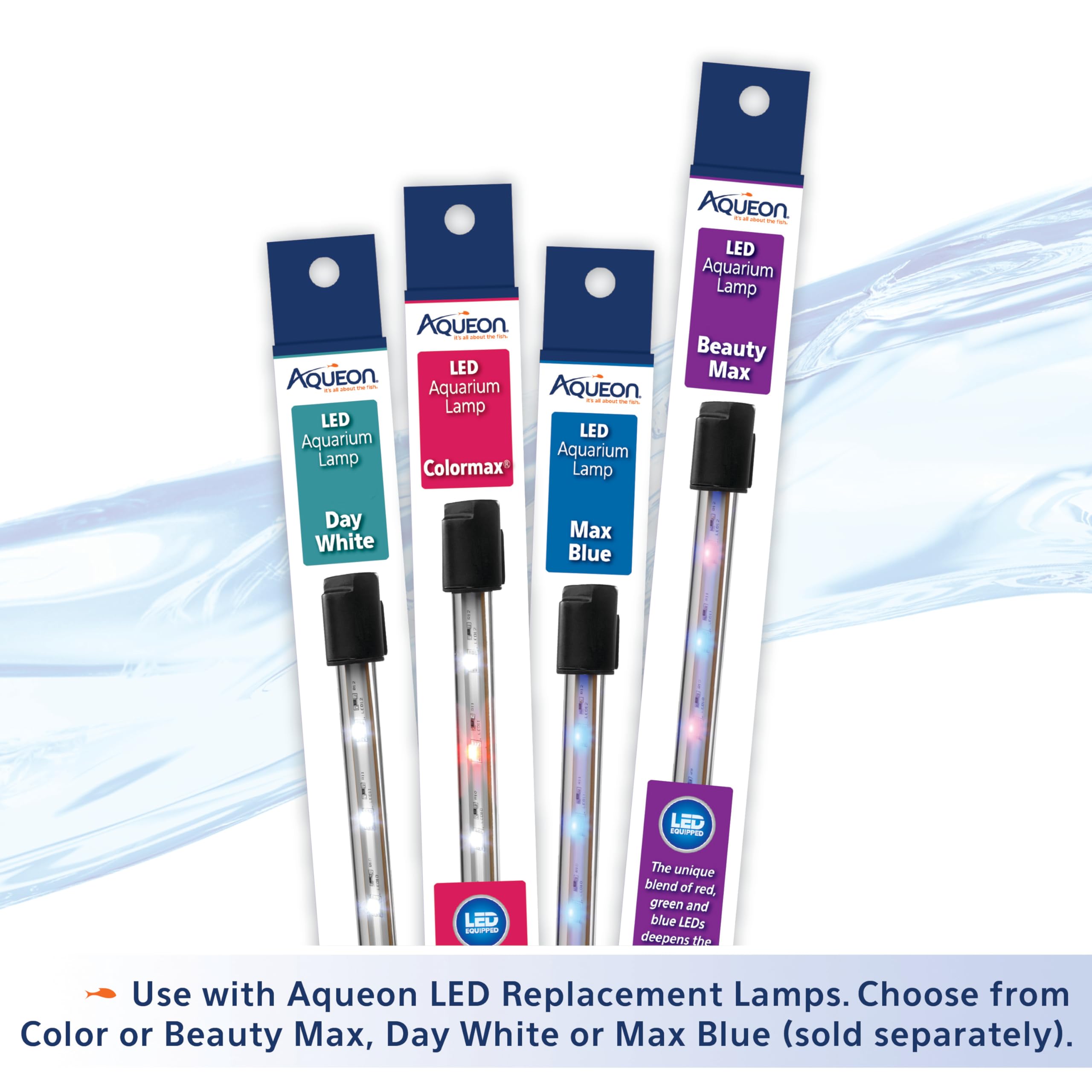 Aqueon LED Deluxe Hood fits 10–55 gallon tanks with secure rim fit.